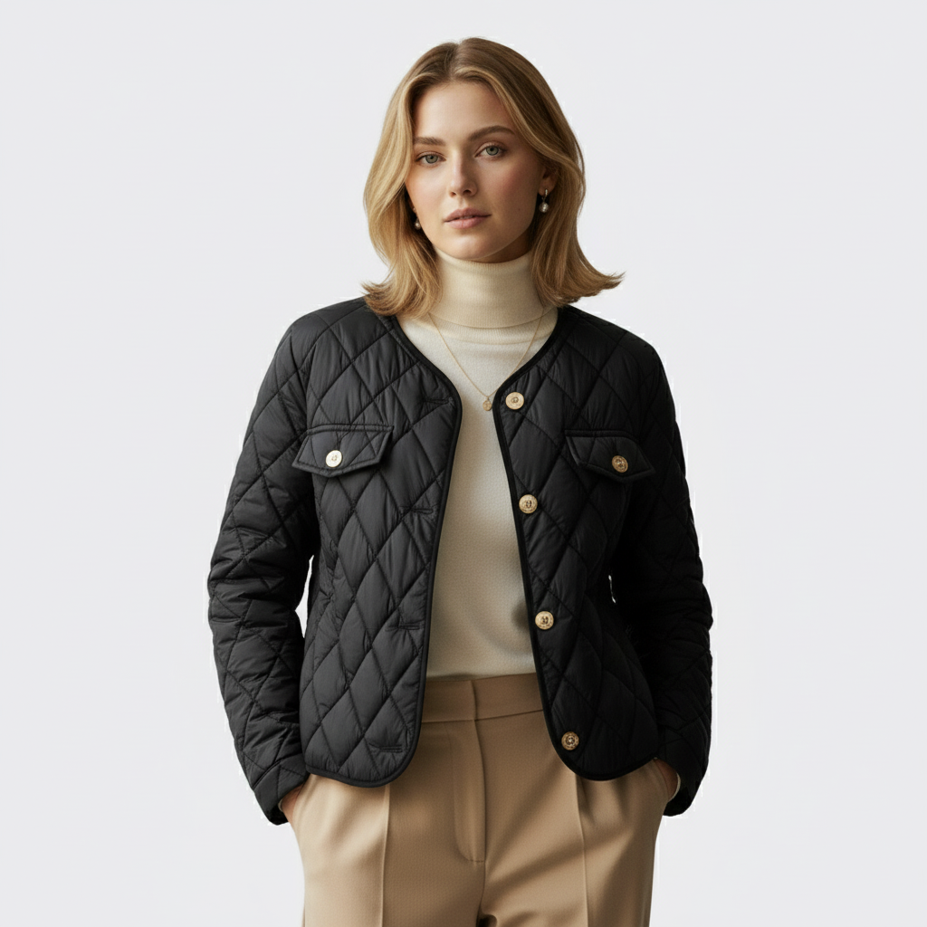 Club1972 | Women’s Classic Quilted Satin Button Jacket