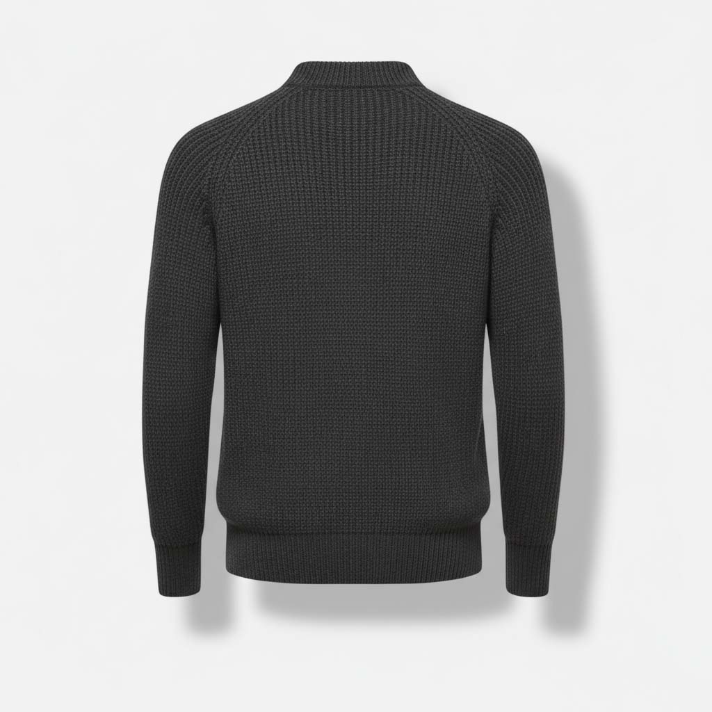 Club1972 | Men's Classic Ribbed Wool Mock Neck Sweater