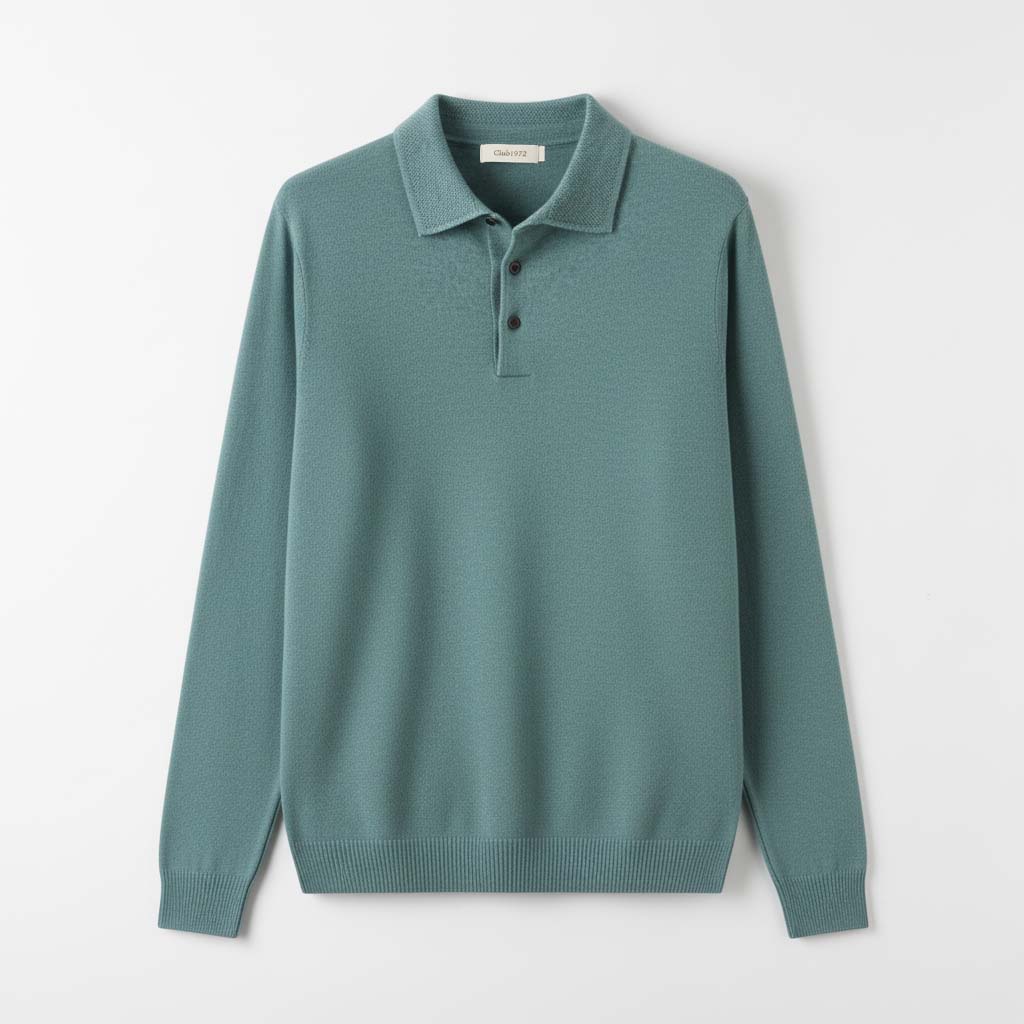 Club1972 | Men's Classic Merino Wool Knit Polo Sweater