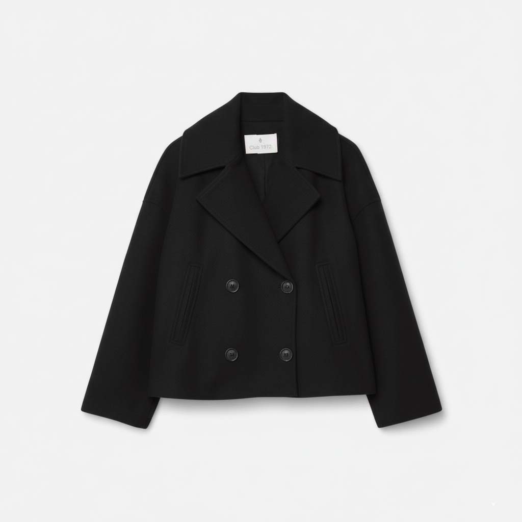 Club1972 | Women's Classic Wool Blend Double-Breasted Peacoat
