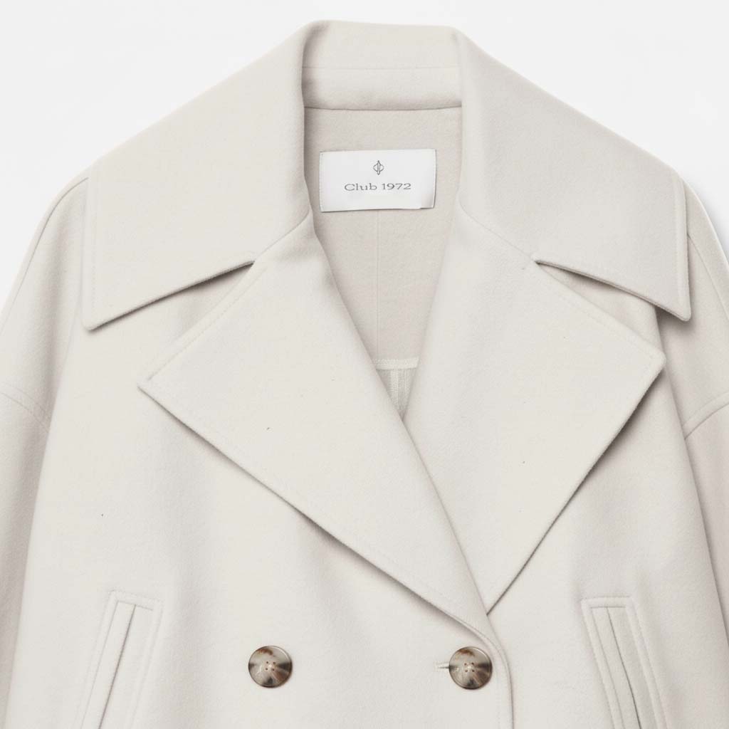 Club1972 | Women's Classic Wool Blend Double-Breasted Peacoat