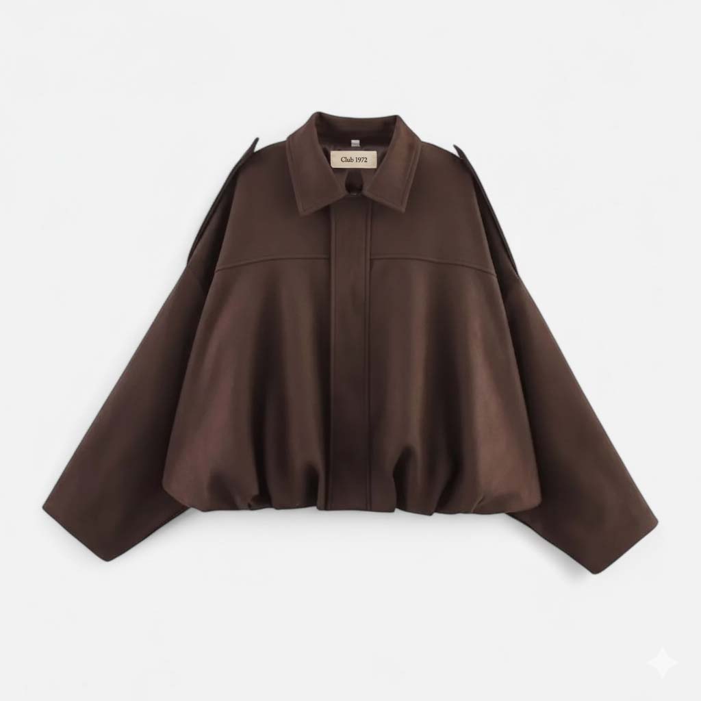 Club1972 | Women's Modern Suede-Effect Cropped Bomber Jacket