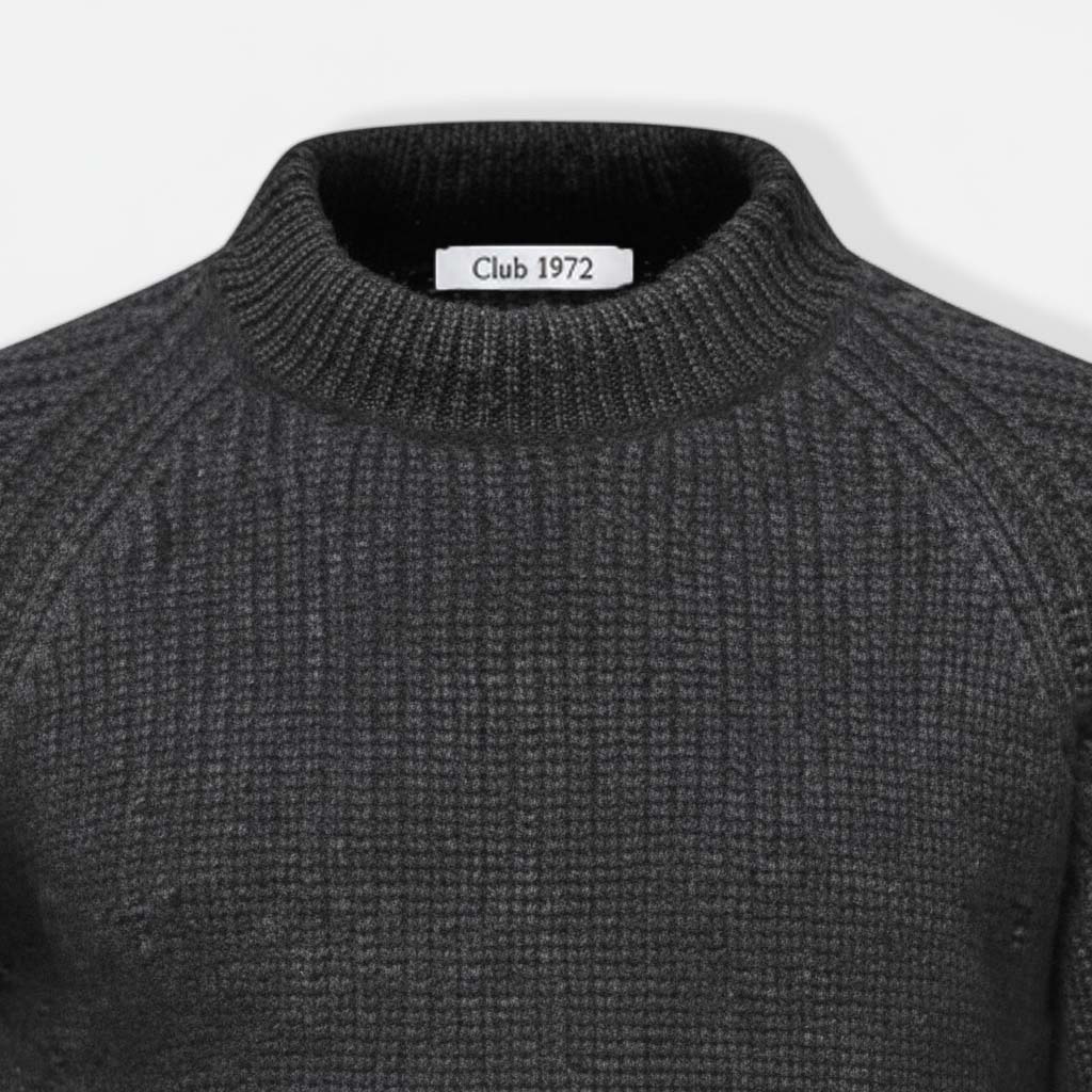 Club1972 | Men's Classic Ribbed Wool Mock Neck Sweater