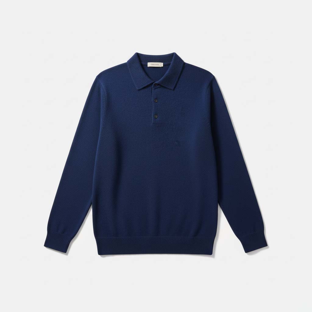 Club1972 | Men's Classic Merino Wool Knit Polo Sweater