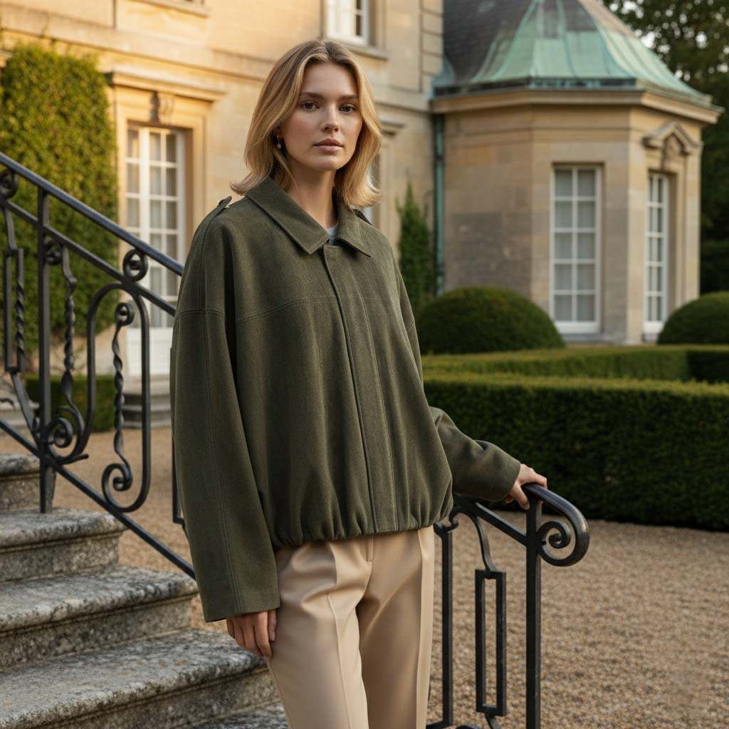 Club1972 | Women's Modern Suede-Effect Cropped Bomber Jacket