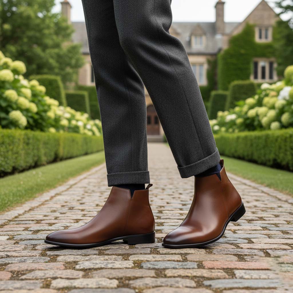 Club1972 | Men's Classic Leather Chelsea Ankle Boots