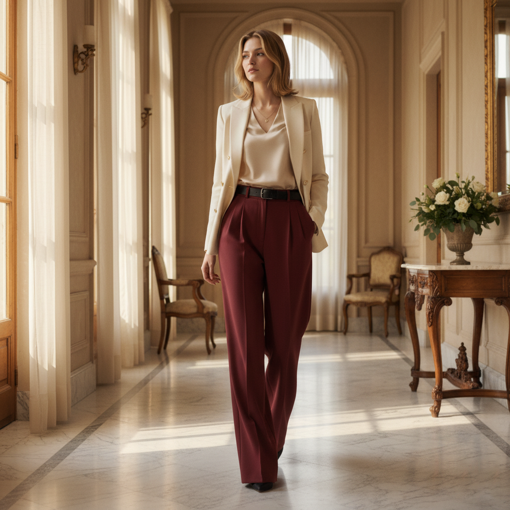Club1972 | Women's Classic Pleated Wide-Leg Trousers