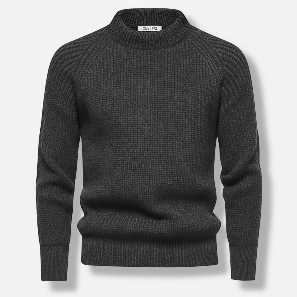 Club1972 | Men's Classic Ribbed Wool Mock Neck Sweater