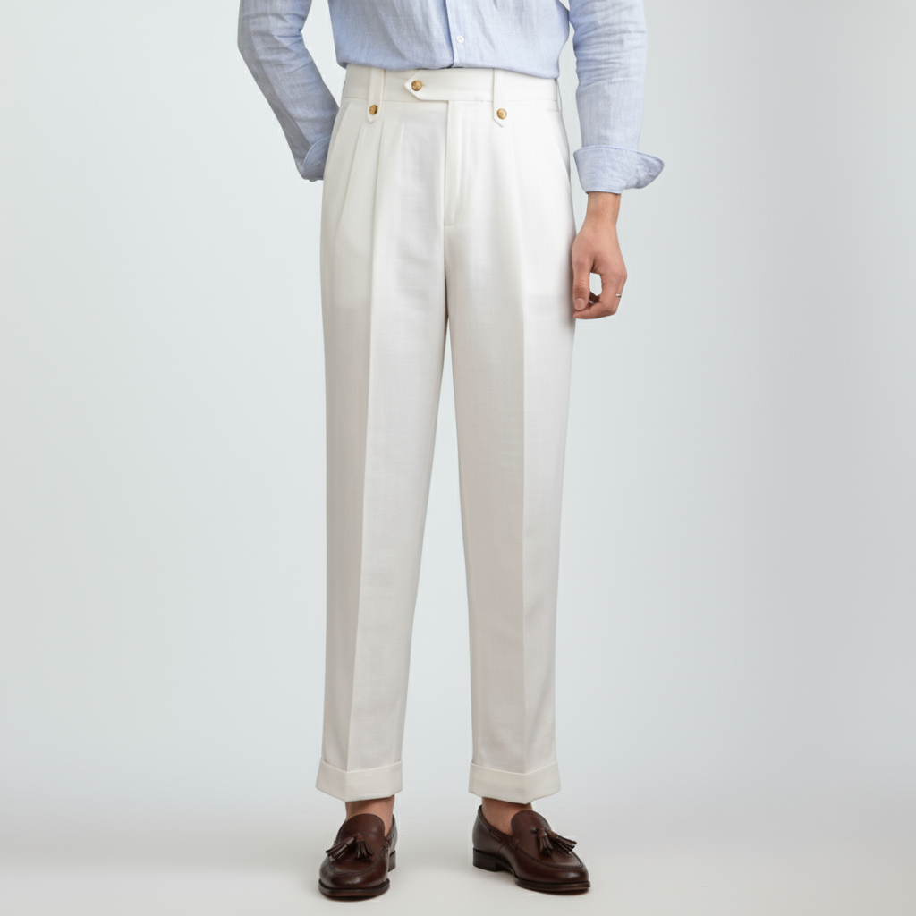 Club1972 | Men's Classic Pleated Linen Trousers