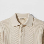 Club1972 | Men's Classic Wool Chevron Knit Polo Sweater