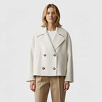 Club1972 | Women's Classic Wool Blend Double-Breasted Peacoat