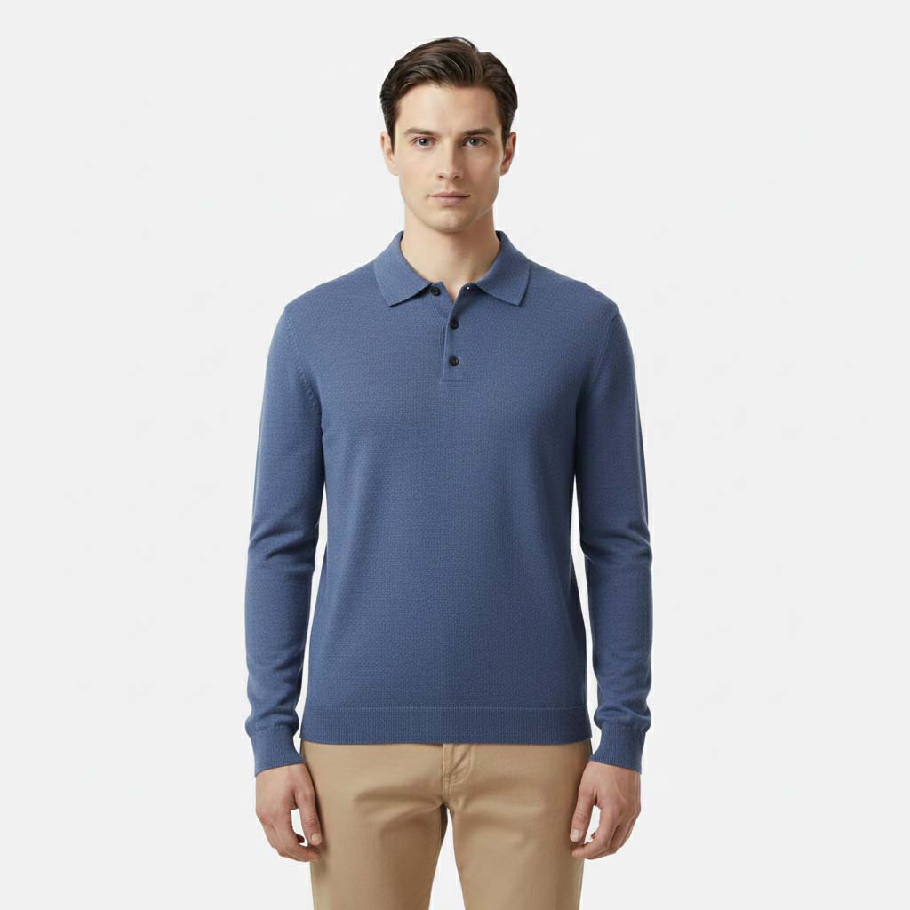 Club1972 | Men's Classic Merino Wool Knit Polo Sweater