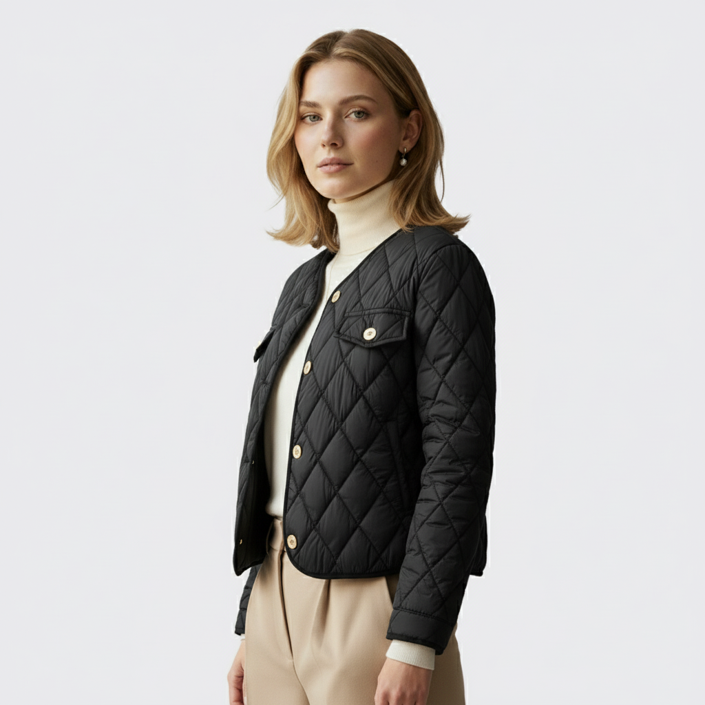 Club1972 | Women’s Classic Quilted Satin Button Jacket