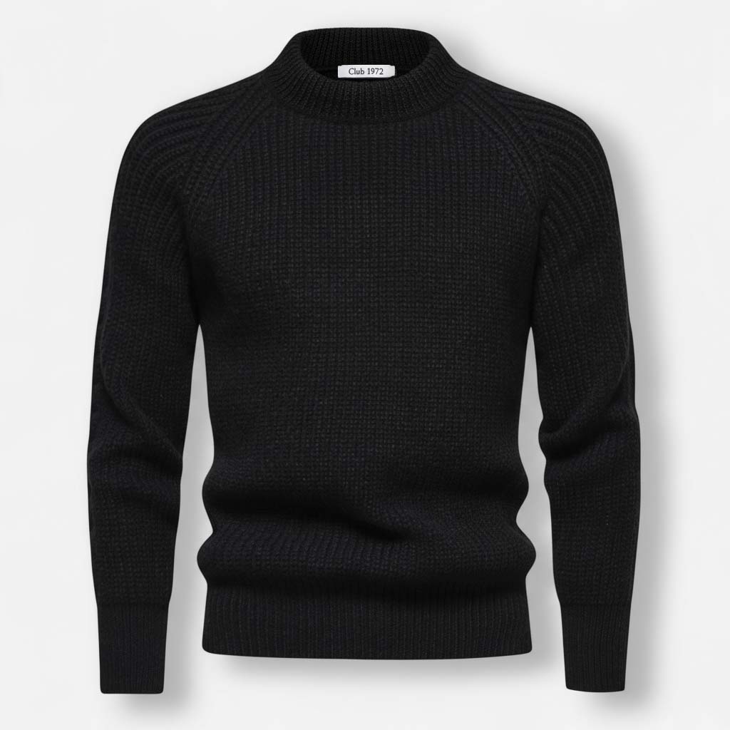 Club1972 | Men's Classic Ribbed Wool Mock Neck Sweater