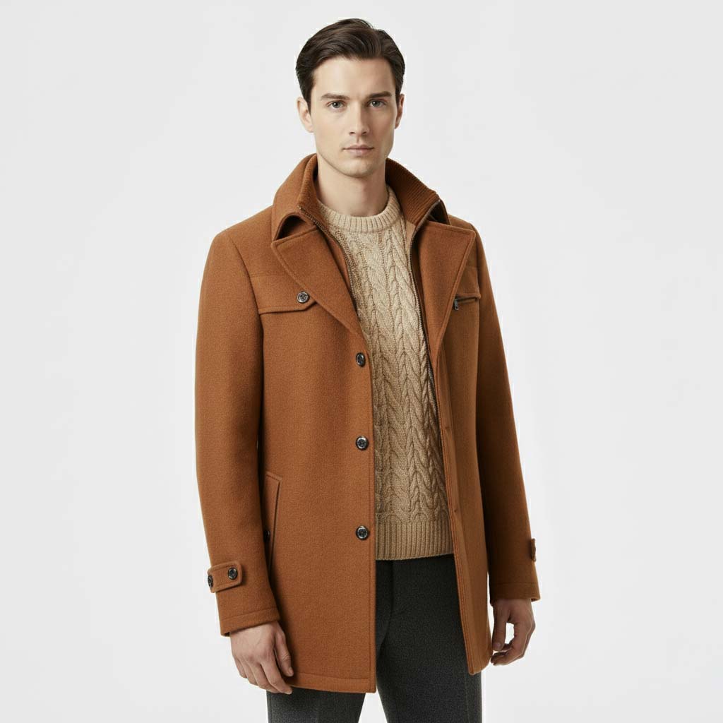 Club1972 | Men's Classic Wool Blend Overcoat