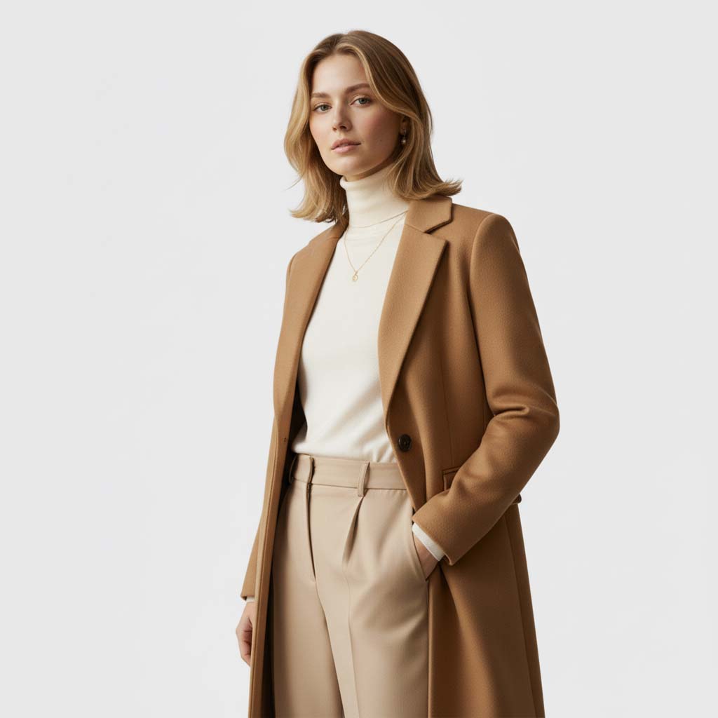 Club1972 | Women's Tailored Wool Blend Longline Coat