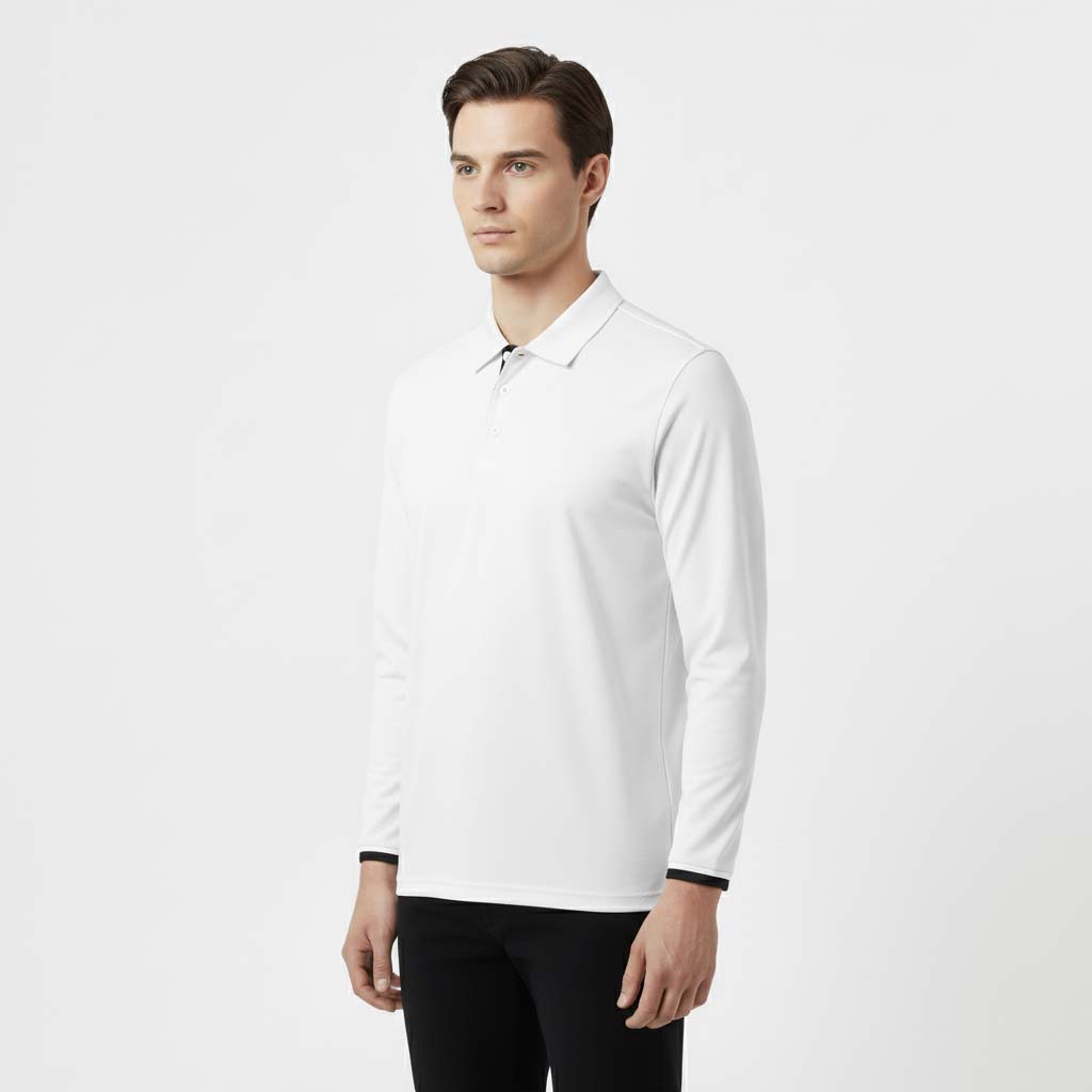 Club1972 | Men's Classic Long-Sleeve Cotton Polo Shirt