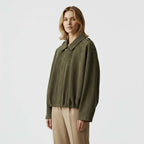 Club1972 | Women's Modern Suede-Effect Cropped Bomber Jacket