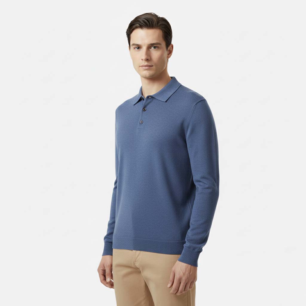 Club1972 | Men's Classic Merino Wool Knit Polo Sweater