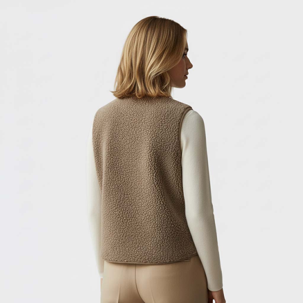 Club1972 | Women's Casual Teddy Fleece Button-Front Vest