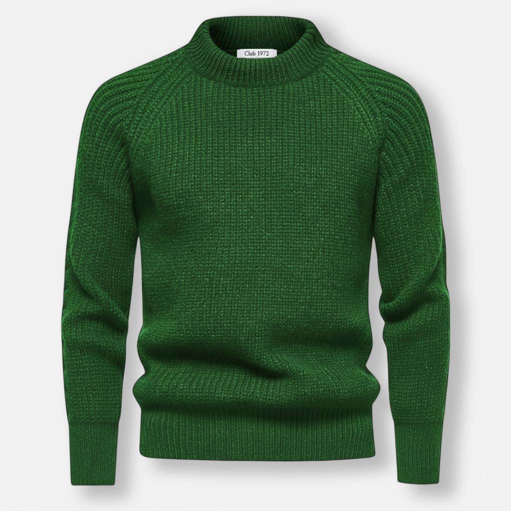 Club1972 | Men's Classic Ribbed Wool Mock Neck Sweater