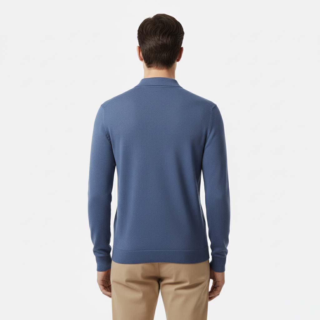 Club1972 | Men's Classic Merino Wool Knit Polo Sweater