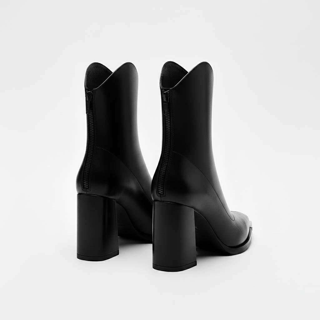 Club1972 | Women's Modern Leather Ankle Boots with Metal Toe