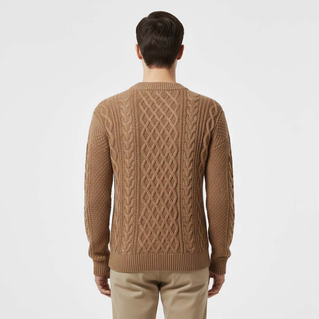Club1972 | Men's Classic Cable-Knit Crewneck Sweater