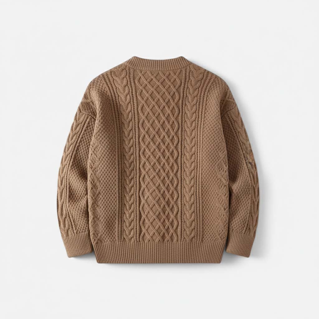 Club1972 | Men's Classic Cable-Knit Crewneck Sweater
