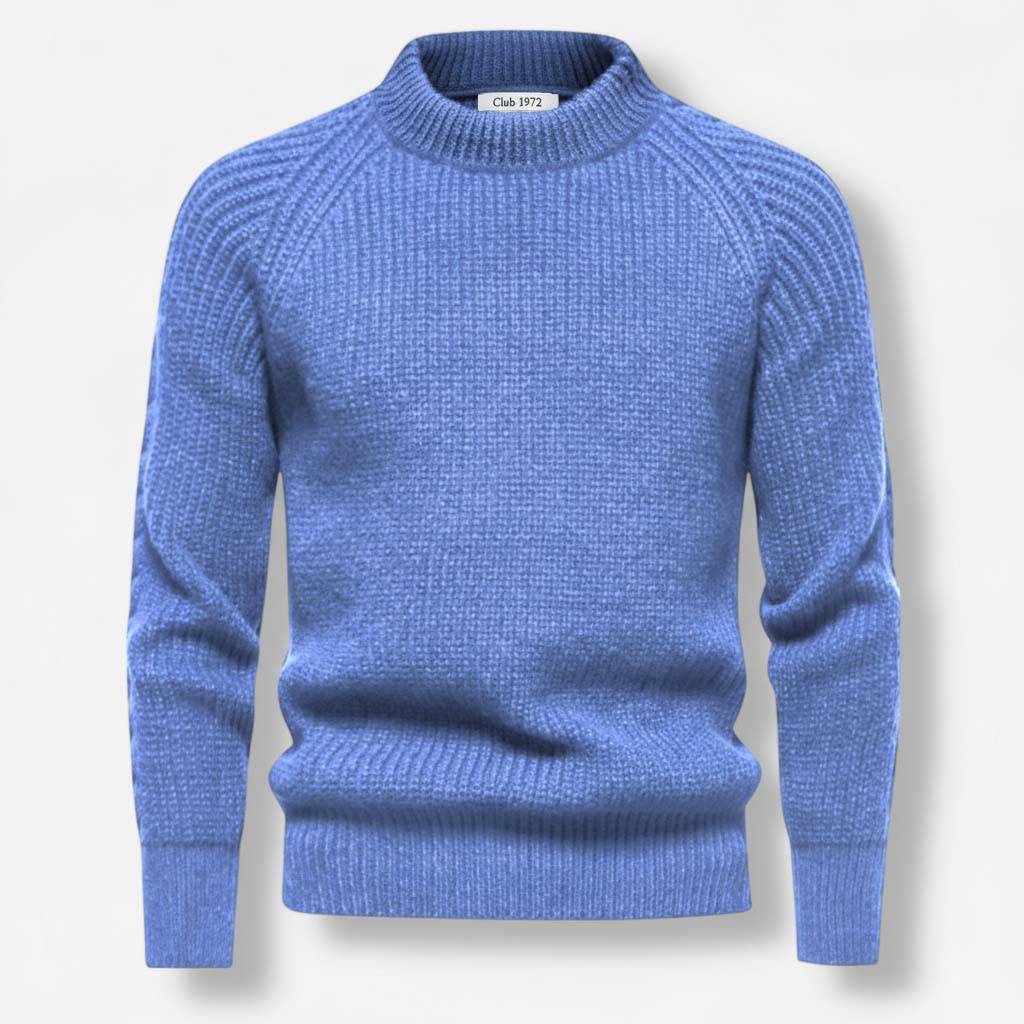 Club1972 | Men's Classic Ribbed Wool Mock Neck Sweater