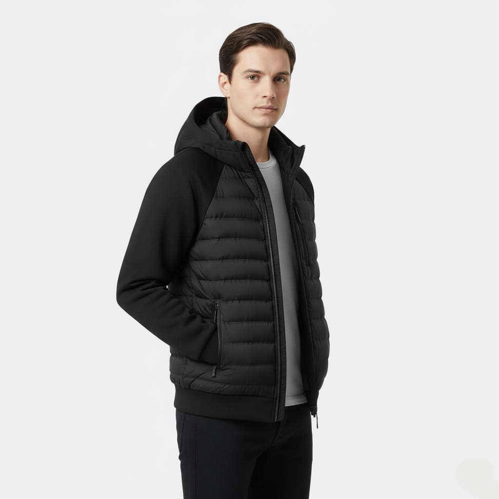 Club1972 | Men's Modern Quilted Hybrid Hooded Jacket