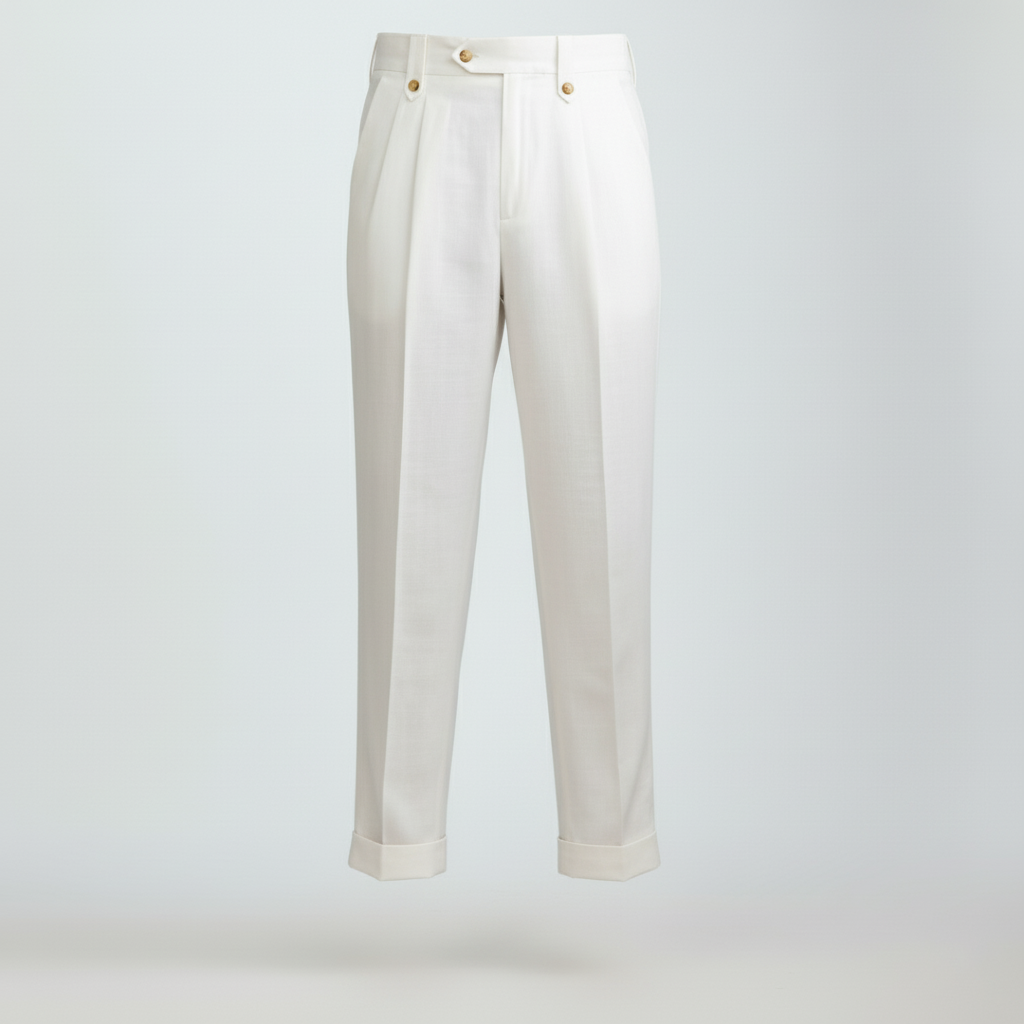 Club1972 | Men's Classic Pleated Linen Trousers
