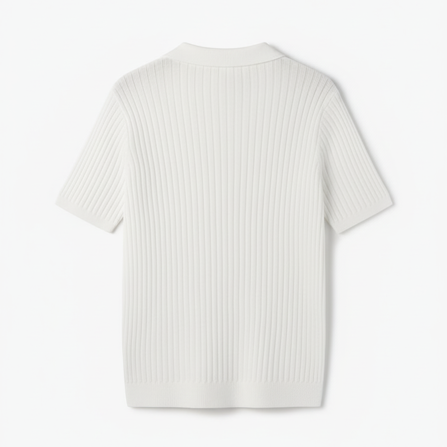 Club1972 | Men's Classic Ribbed Knit Polo Sweater