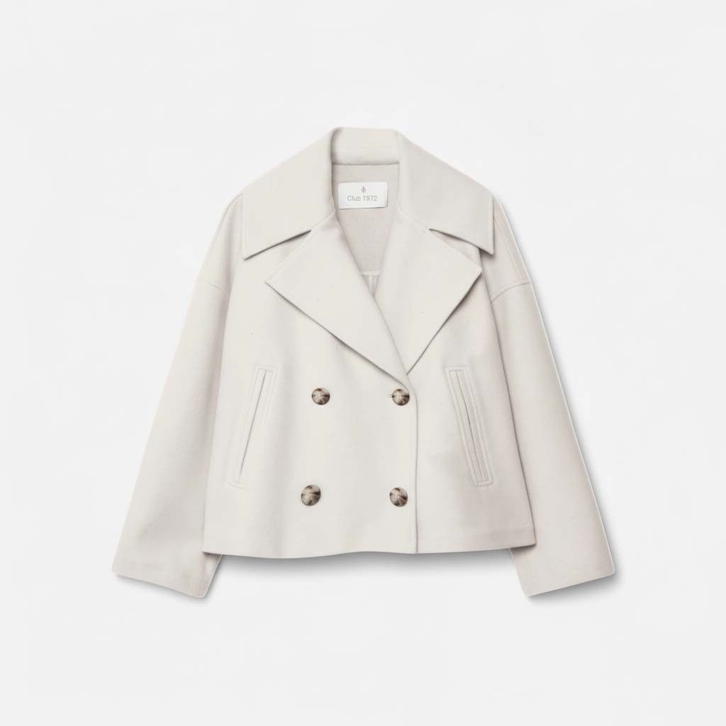 Club1972 | Women's Classic Wool Blend Double-Breasted Peacoat