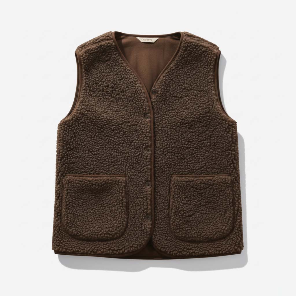 Club1972 | Women's Casual Teddy Fleece Button-Front Vest