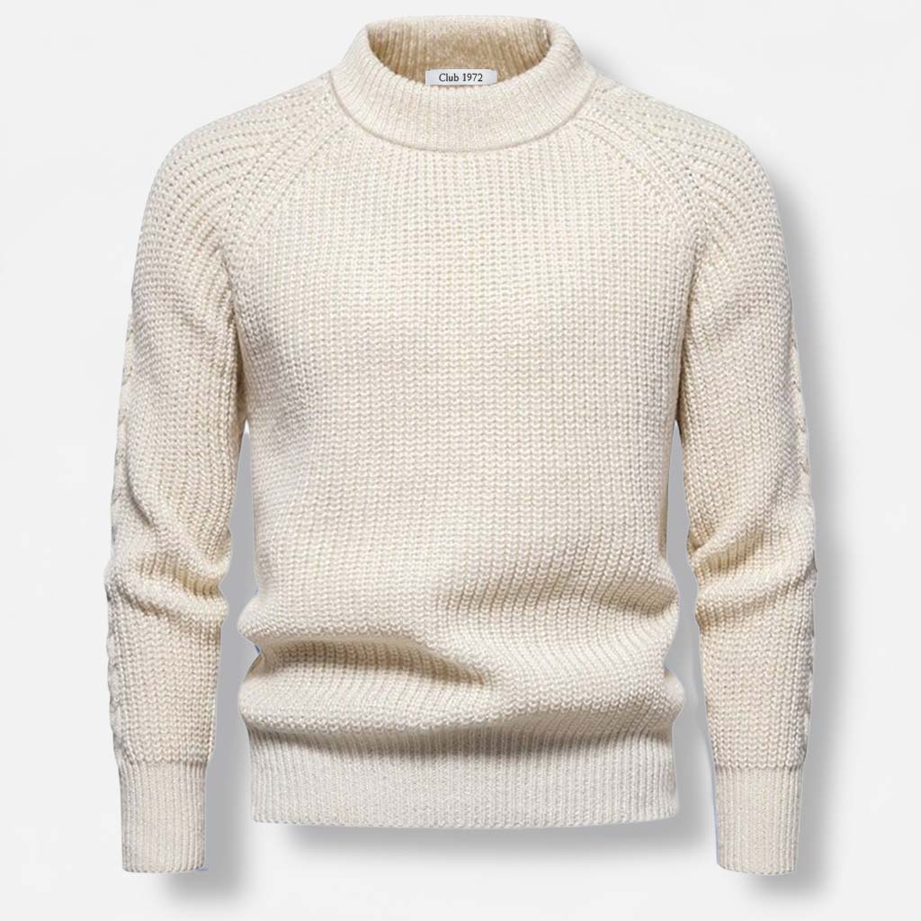 Club1972 | Men's Classic Ribbed Wool Mock Neck Sweater