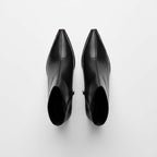 Club1972 | Women's Modern Leather Ankle Boots with Metal Toe