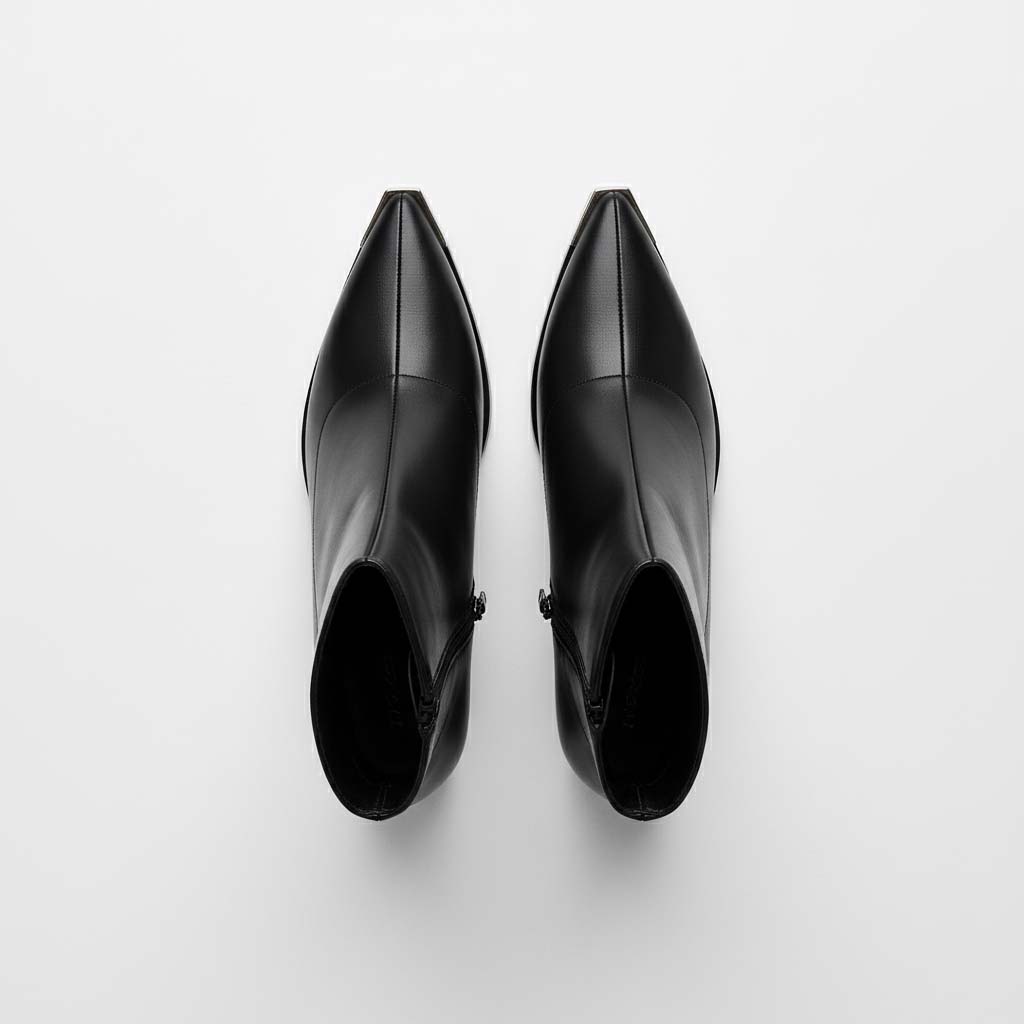 Club1972 | Women's Modern Leather Ankle Boots with Metal Toe