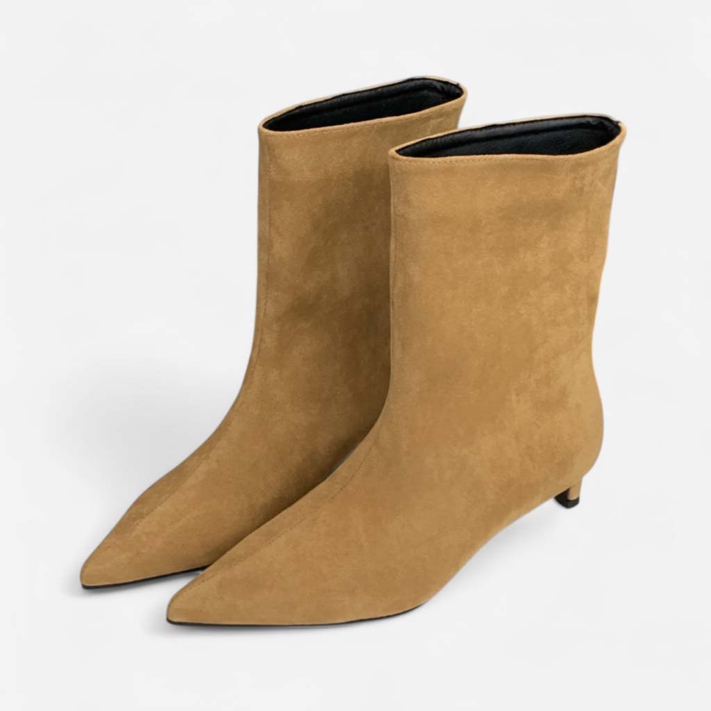 Club1972 | Women's Modern Suede Kitten Heel Ankle Boots