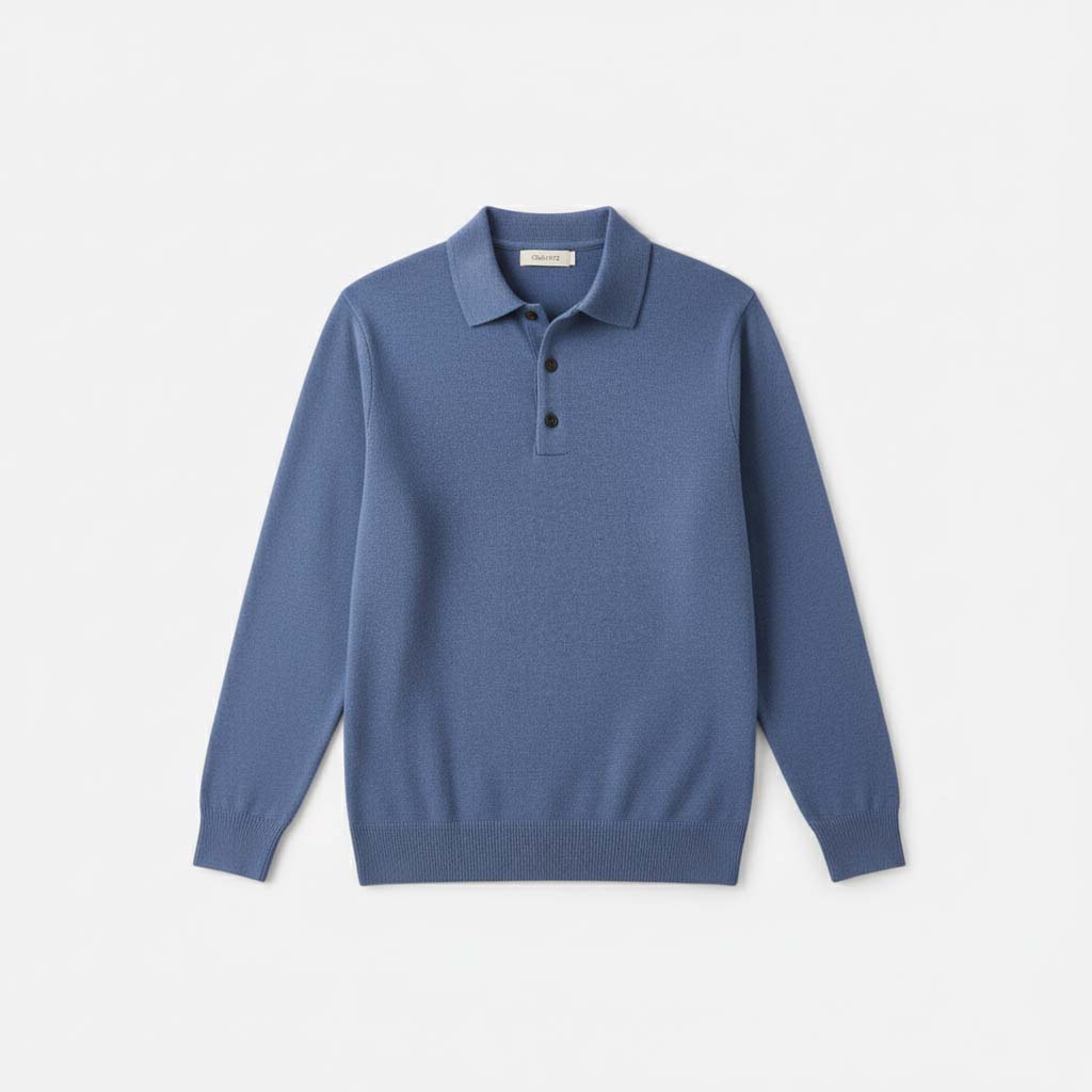 Club1972 | Men's Classic Merino Wool Knit Polo Sweater