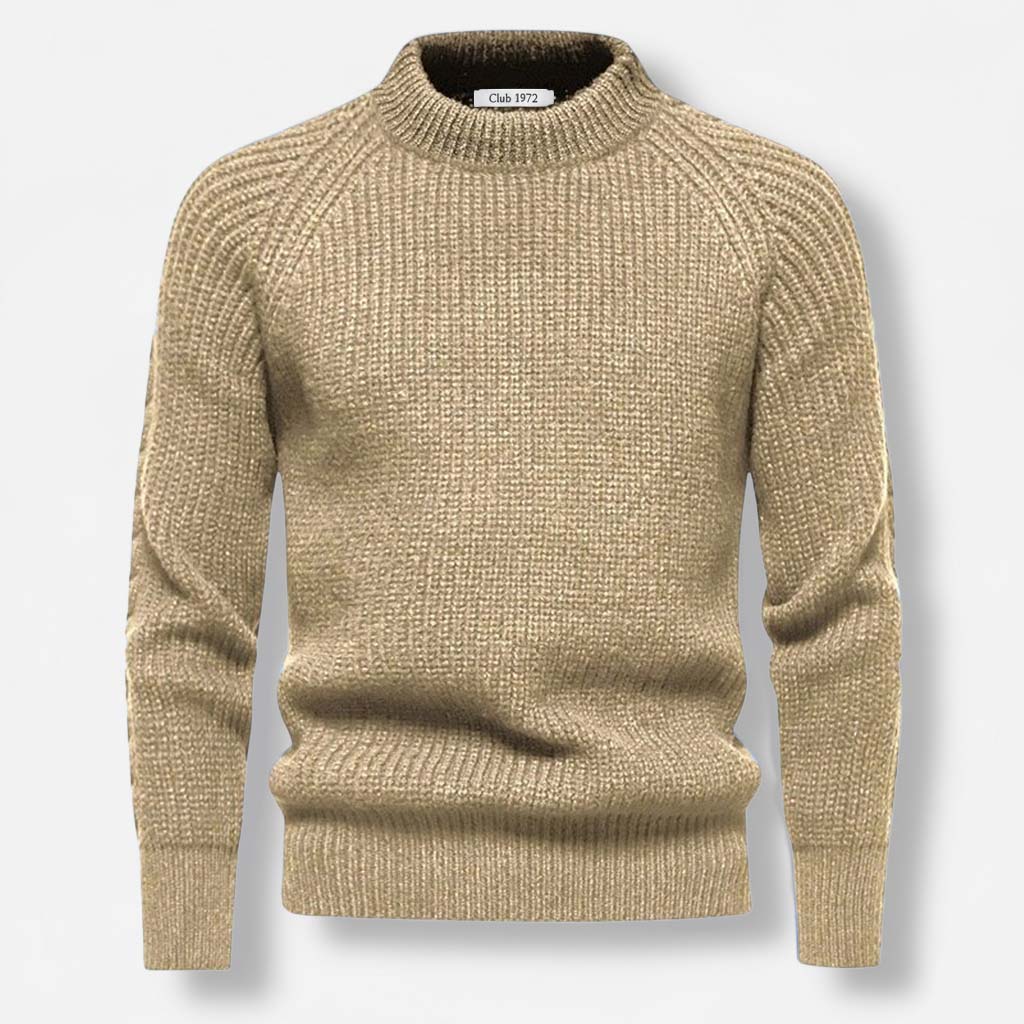 Club1972 | Men's Classic Ribbed Wool Mock Neck Sweater