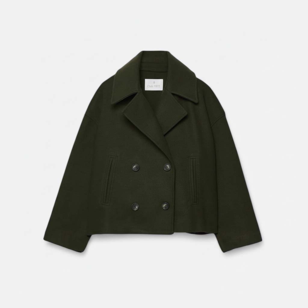 Club1972 | Women's Classic Wool Blend Double-Breasted Peacoat