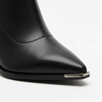 Club1972 | Women's Modern Leather Ankle Boots with Metal Toe