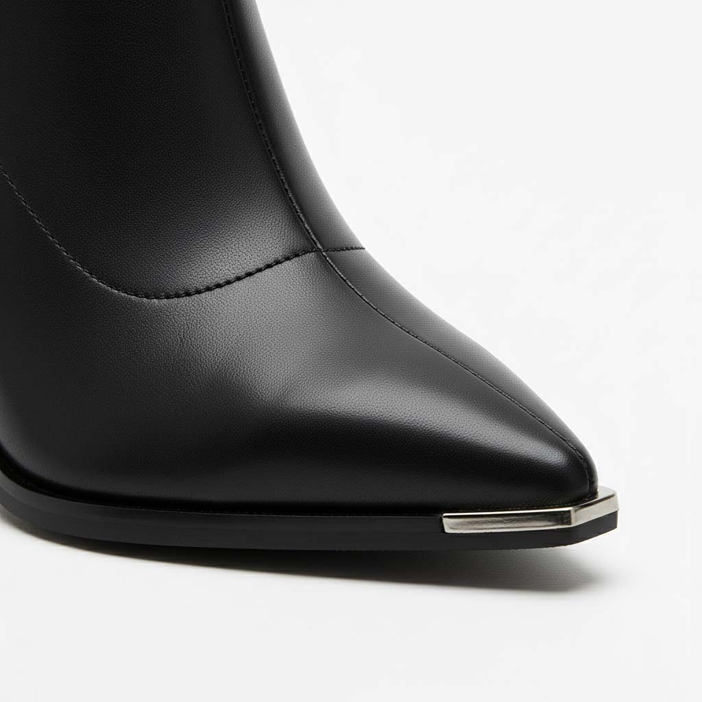 Club1972 | Women's Modern Leather Ankle Boots with Metal Toe