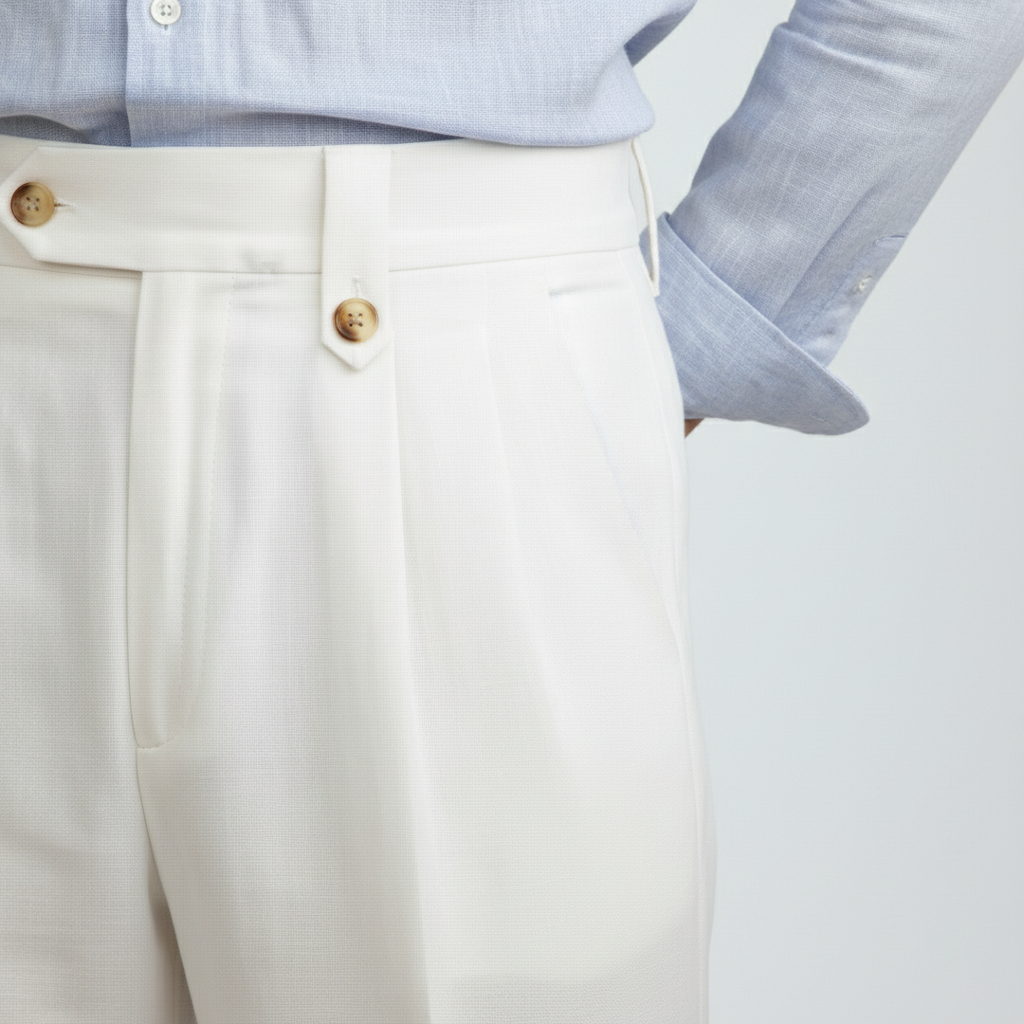 Club1972 | Men's Classic Pleated Linen Trousers