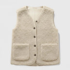 Club1972 | Women's Casual Teddy Fleece Button-Front Vest