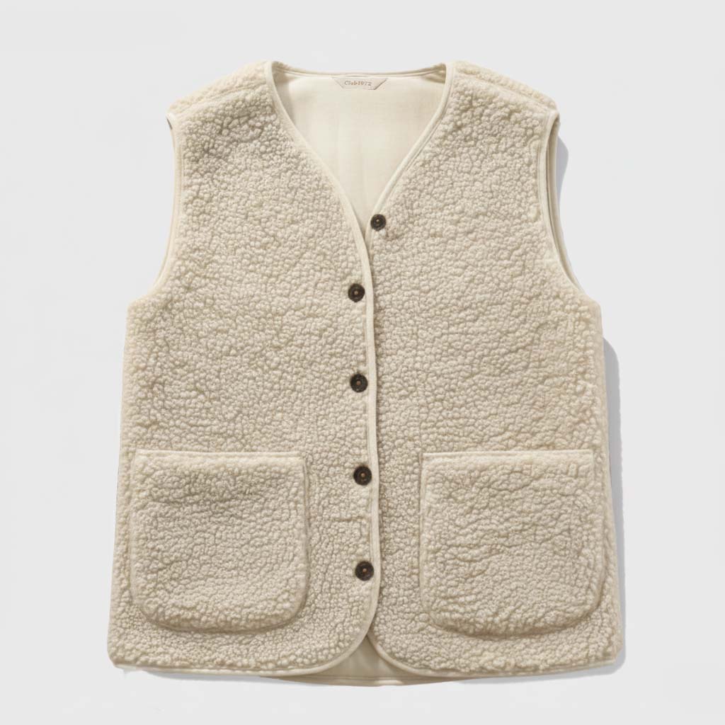 Club1972 | Women's Casual Teddy Fleece Button-Front Vest
