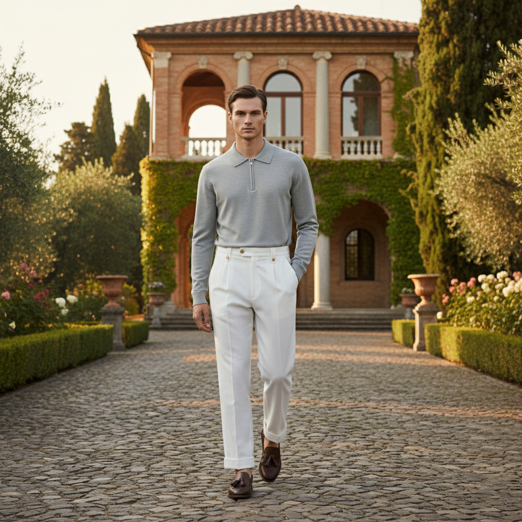 Club1972 | Men's Classic Pleated Linen Trousers
