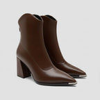 Club1972 | Women's Modern Leather Ankle Boots with Metal Toe