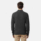 Club1972 | Men's Classic Ribbed Wool Mock Neck Sweater